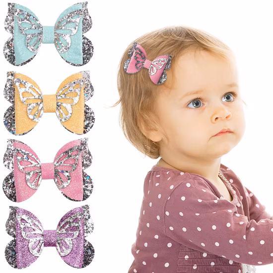 Haarspange mit Schleife aus Paillettenstoff, niedliche Haarnadel für Mädchen, Haarschmuck für Kinder
