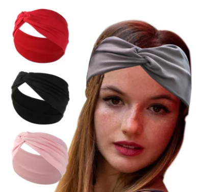 Elastisches Stirnband für Damen, modisch, reine Farbe, schlicht, lässig, Haarschmuck, Kopfschmuck, Stirnband