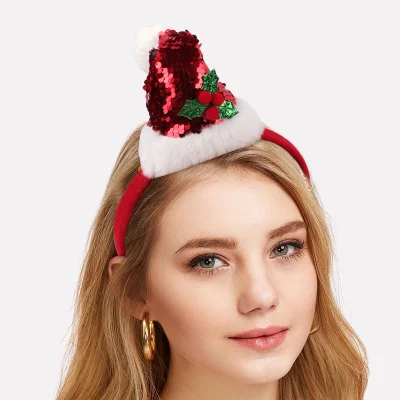 Neue Weihnachts-Haarkugel, niedliche Weihnachtsmütze, Haarschmuck, Haarband, Feiertags-Party-Stirnband